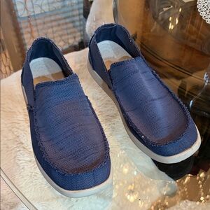 CROCS Navy Canvas Slip-On Loafers